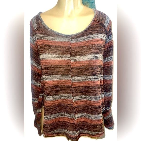 Free People Made In USA Long Sleeve Striped  Boho Top XS - Picture 1 of 10